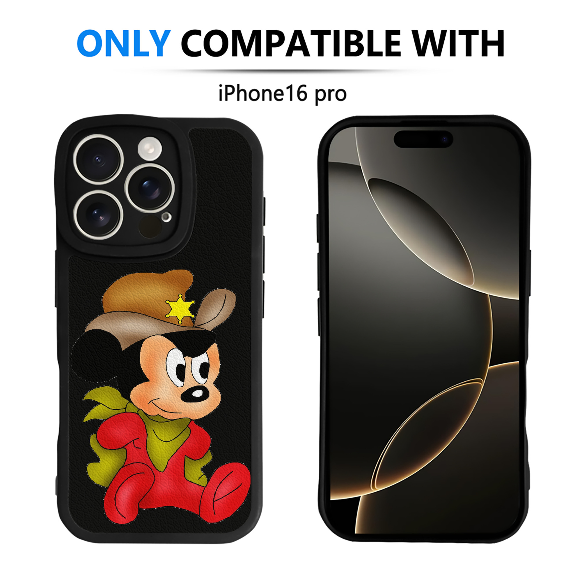 （画像用） ミッキーマウス Mickey Mouse 【iPhone 16シリーズ対応】シリコンスマホケース（レザー調） 材質：シリコン